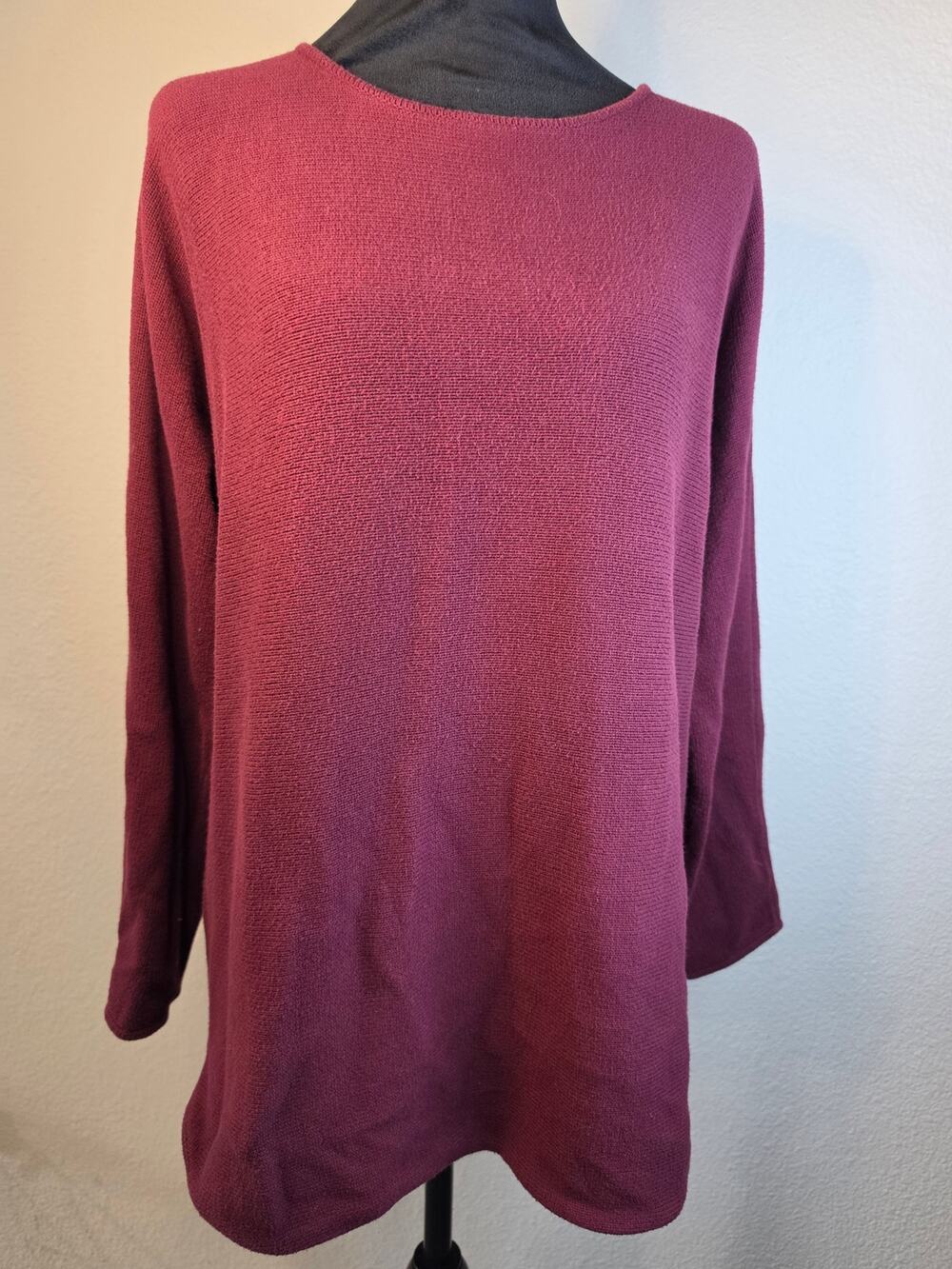 Michael Kors Wide Scoop-neck Knit Tunic Sweater Burgundy Oversized Minimalist